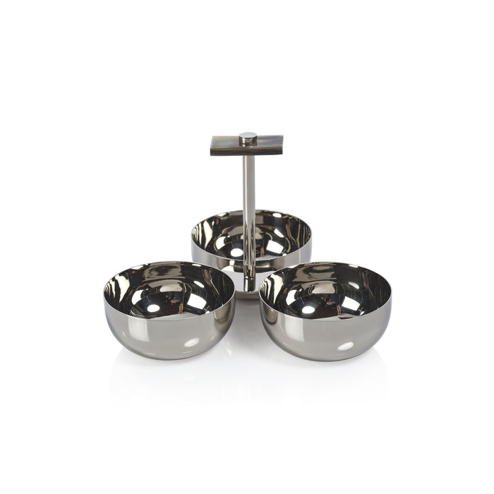 Zodax Bayeux Serving Condiment Set with Horn Trim