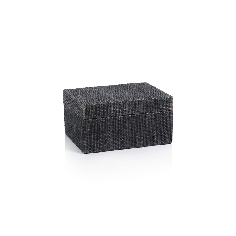 Zodax Bumi Blue Raffia and Chambray Decorative Box, Small