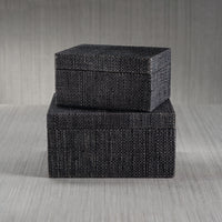 Zodax Bumi Blue Raffia and Chambray Decorative Box, Large