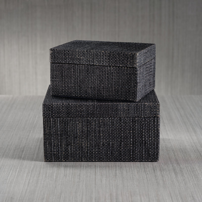 Zodax Bumi Blue Raffia and Chambray Decorative Box, Large