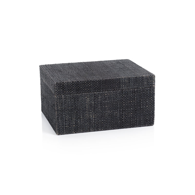 Zodax Bumi Blue Raffia and Chambray Decorative Box, Large