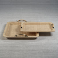 Zodax Annecy Raffia and Chambray Serving Tray, Small