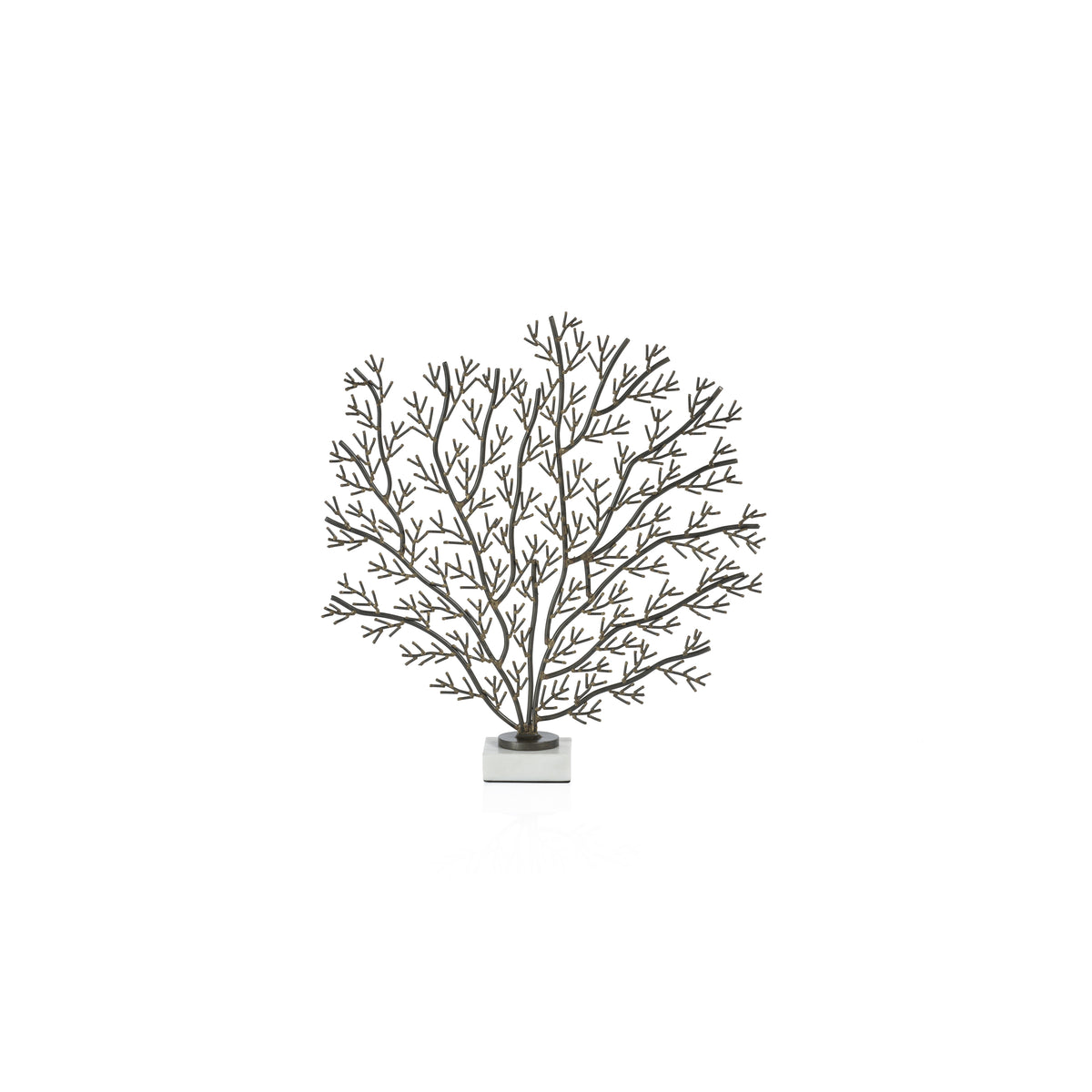 Zodax Cetus Coral Branch Metal Sculpture on Marble Base, Small