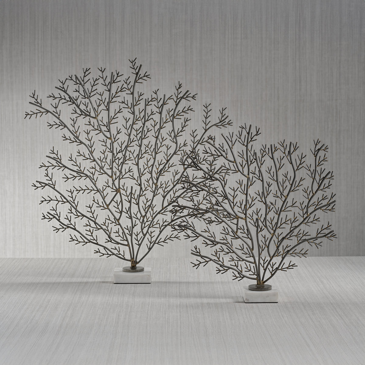 Zodax Cetus Coral Branch Metal Sculpture on Marble Base, Medium