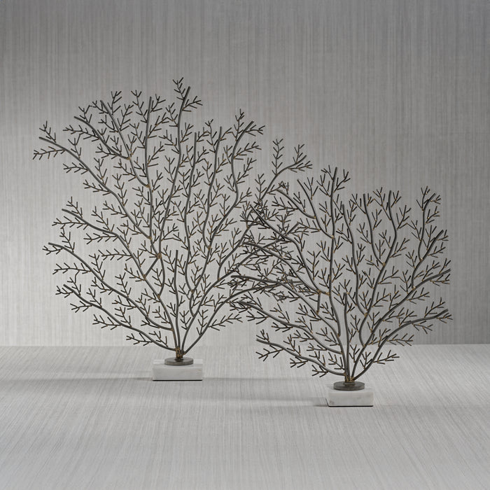 Zodax Cetus Coral Branch Metal Sculpture on Marble Base, Medium