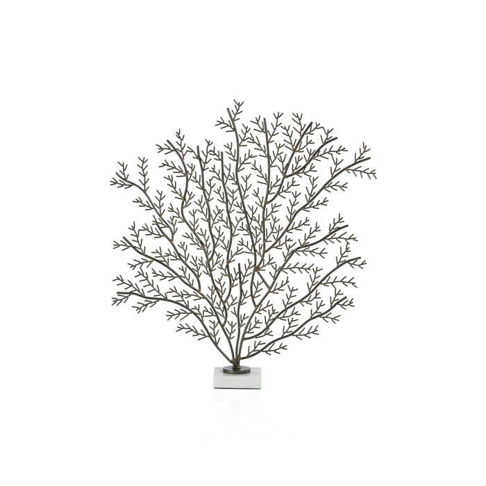 Zodax Cetus Coral Branch Metal Sculpture on Marble Base, Medium