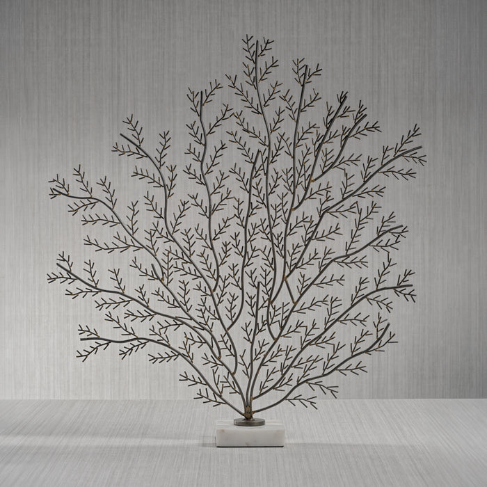 Zodax Cetus Coral Branch Metal Sculpture on Marble Base, Large