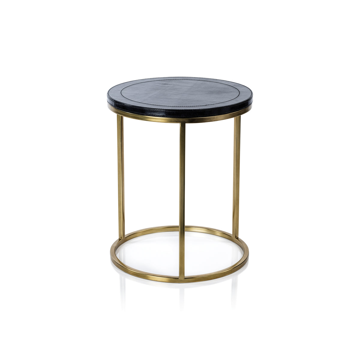Zodax Harlow Leather on Brass Nested Tables, Set of 2