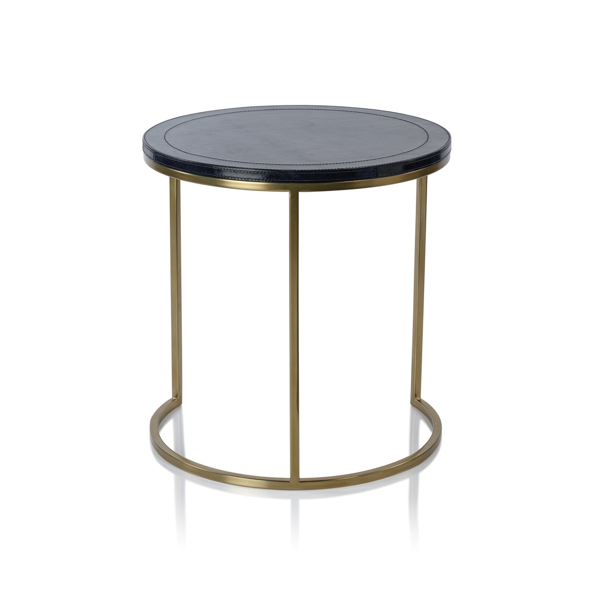 Zodax Harlow Leather on Brass Nested Tables, Set of 2