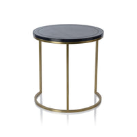 Zodax Harlow Leather on Brass Nested Tables, Set of 2