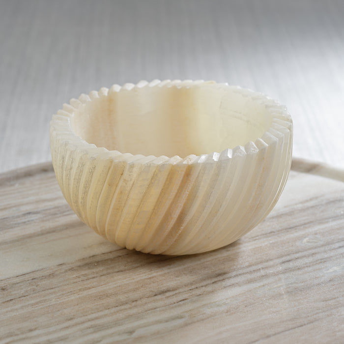 Zodax Mulhouse Spiraled Marble Serving Bowl, Off-White