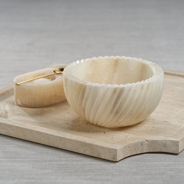 Zodax Mulhouse Spiraled Marble Serving Bowl, Off-White