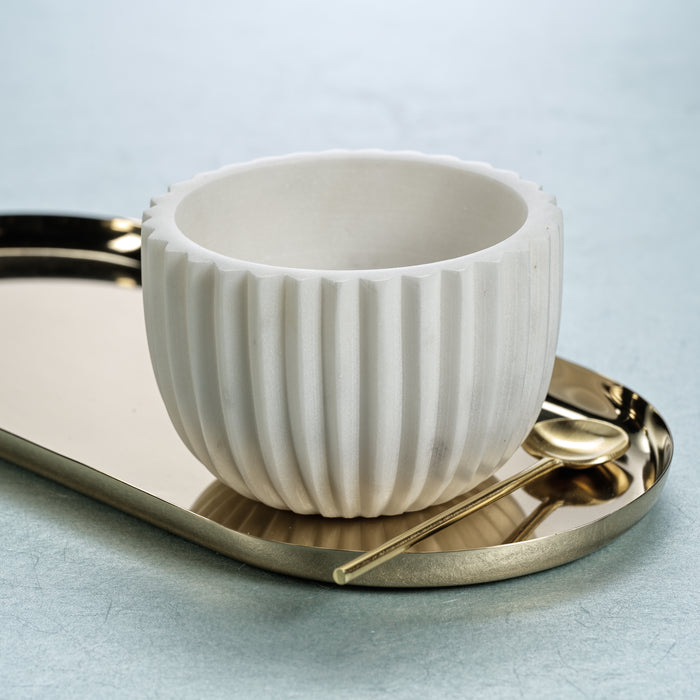 Zodax Mulhouse Ribbed Marble Bowls, White, Set of 2