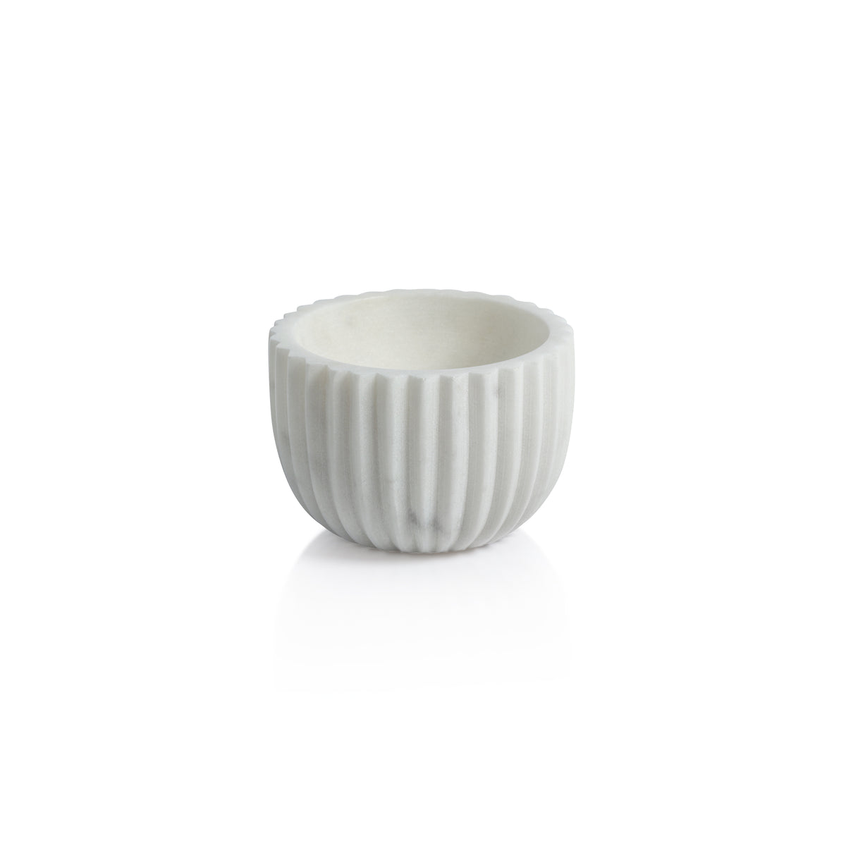 Zodax Mulhouse Ribbed Marble Bowls, White, Set of 2