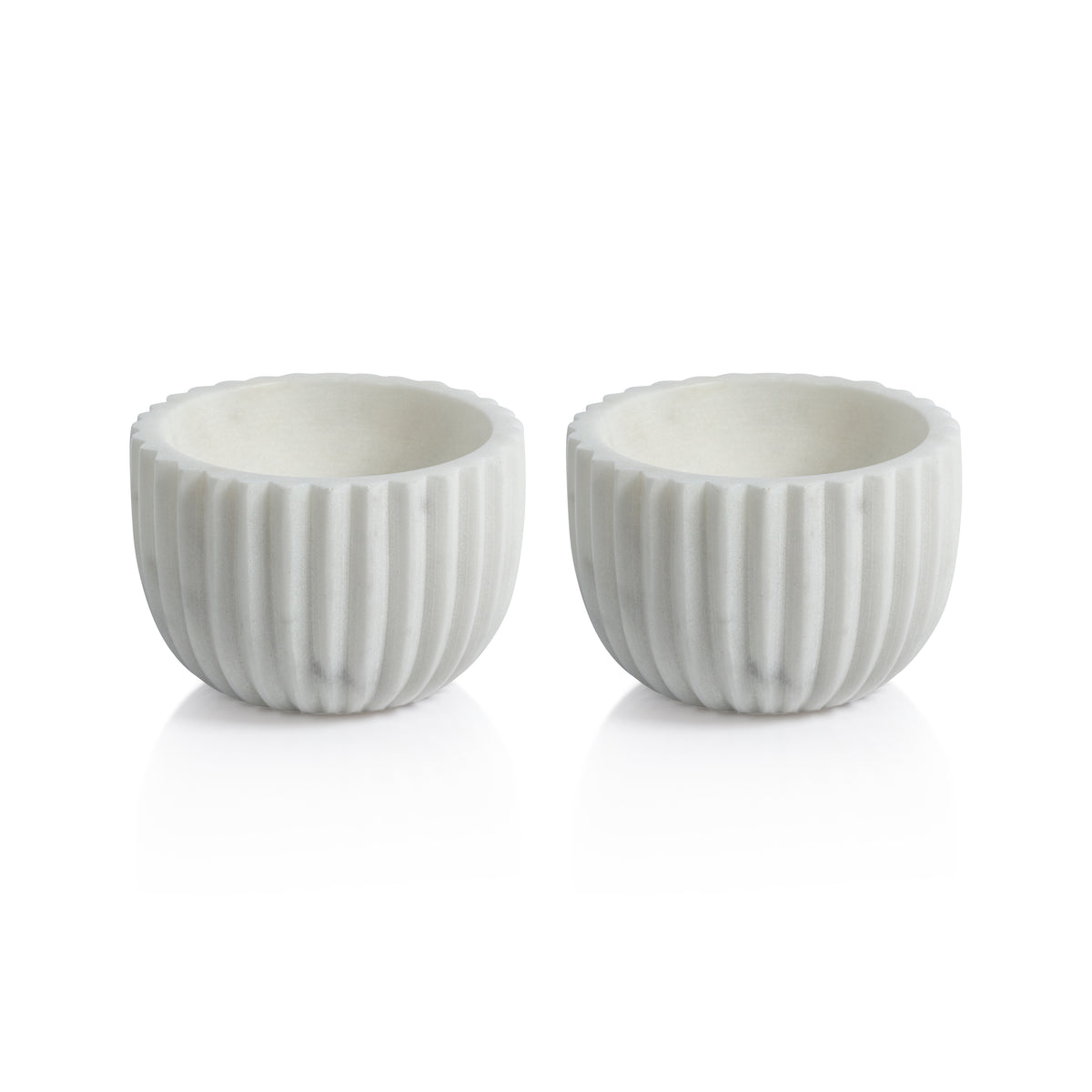 Zodax Mulhouse Ribbed Marble Bowls, White, Set of 2