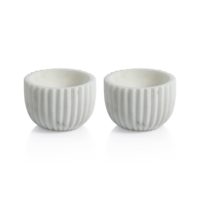 Zodax Mulhouse Ribbed Marble Bowls, White, Set of 2