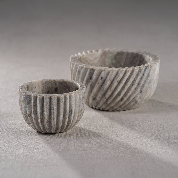 Zodax Mulhouse Ribbed Marble Bowls,  Beige, Set of 2