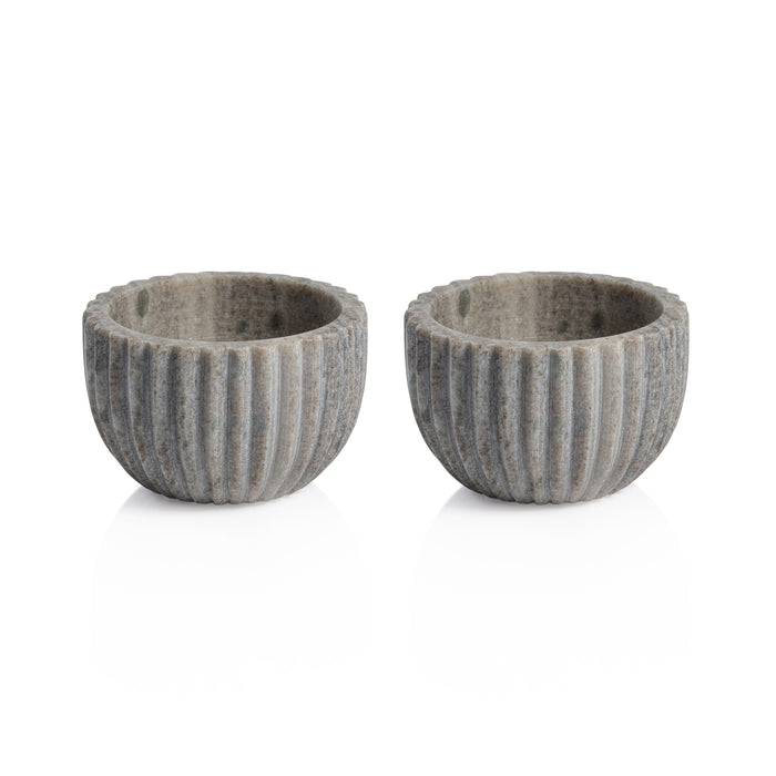 Zodax Mulhouse Ribbed Marble Bowls,  Beige, Set of 2