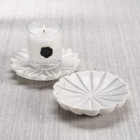Zodax Kara 2-Piece Flower Marble Decorative Dish Set, White, White