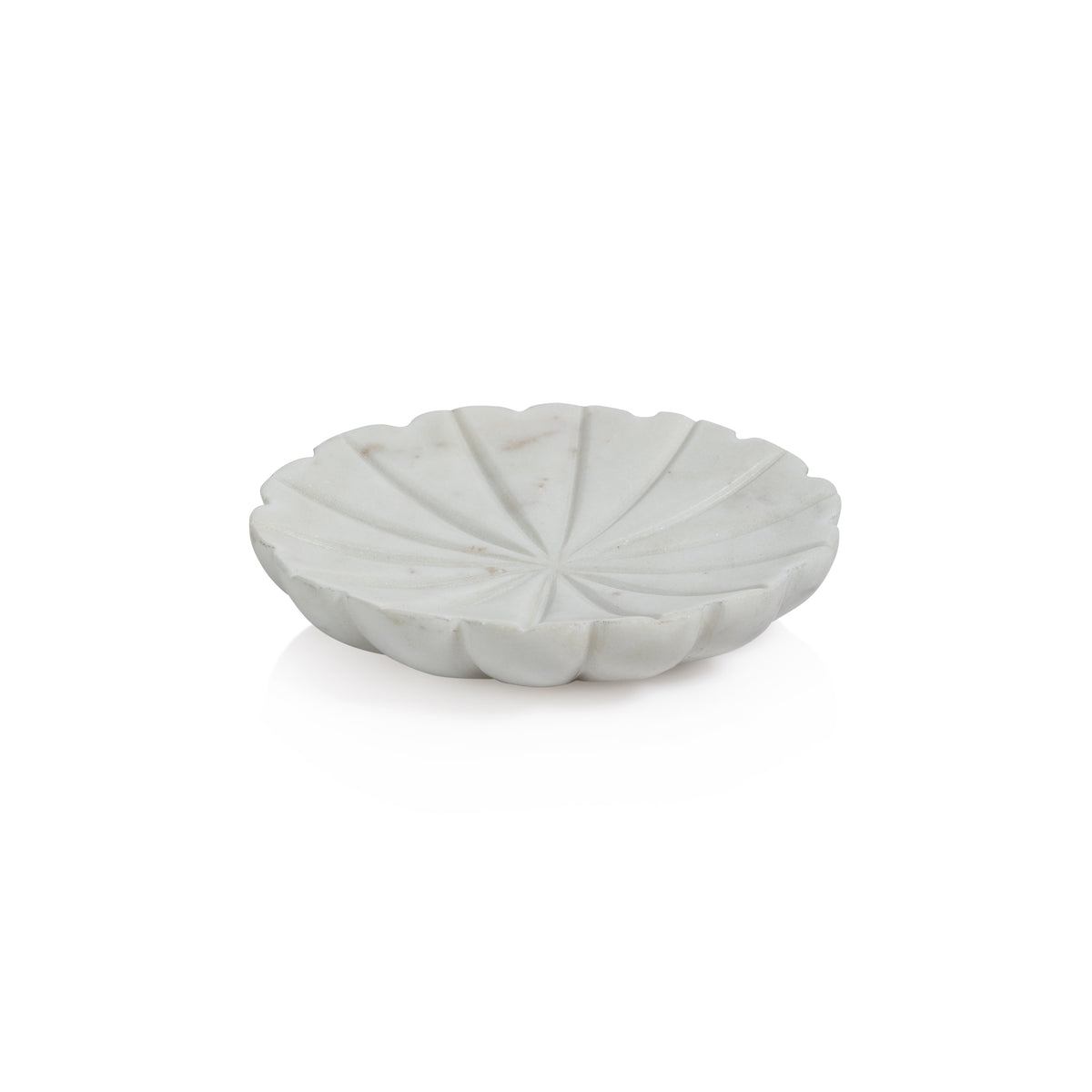 Zodax Kara 2-Piece Flower Marble Decorative Dish Set, White, White