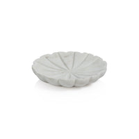 Zodax Kara 2-Piece Flower Marble Decorative Dish Set, White, White