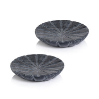 Zodax Kara 2-Piece Flower Marble Decorative Dish Set, Gray, Gray