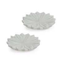 Zodax Kara 2-Piece Lotus Marble Decorative Dish Set, White