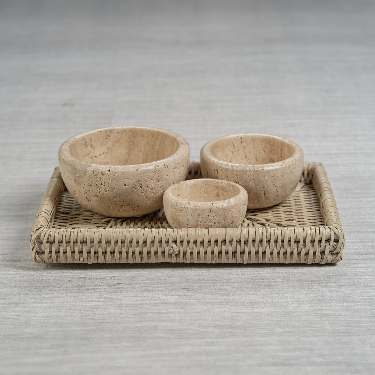 Zodax Sulu MultiServe Beige Travertine Bowls, 3", Set of 2