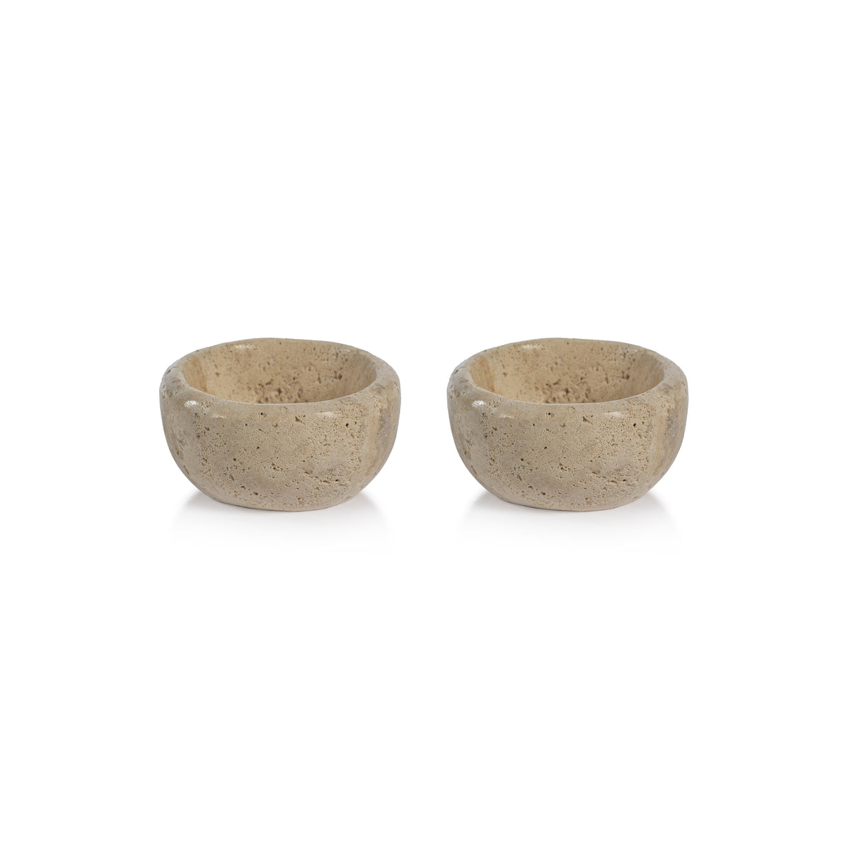 Zodax Sulu MultiServe Beige Travertine Bowls, 3", Set of 2