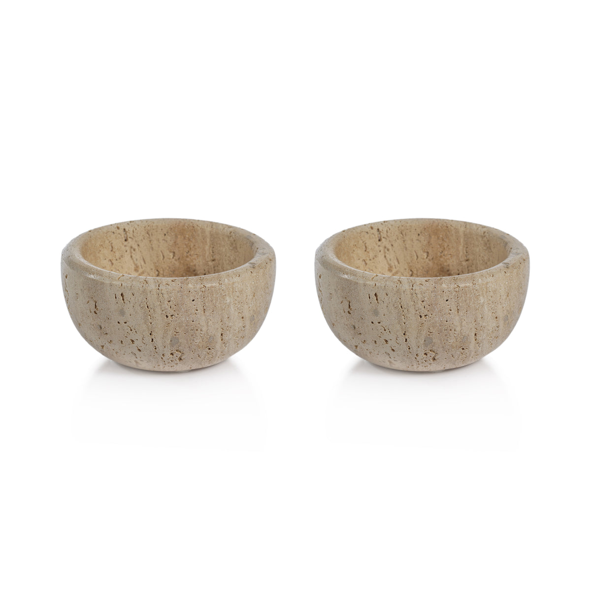 Zodax Sulu MultiServe Beige Travertine Bowls, 4", Set of 2