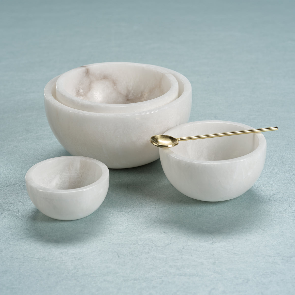 Zodax Baltic MultiServe White Alabaster Bowls, 3", Set of 2