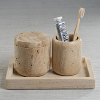 Zodax Scotia Travertine Marble Lidded Canister