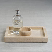 Zodax Scotia Travertine Marble Vanity Tray, 10" x 7"