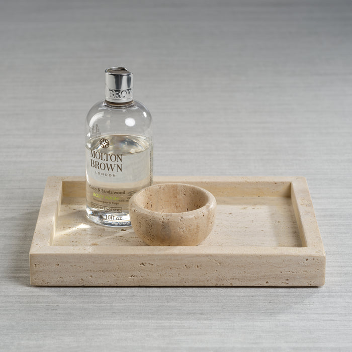Zodax Scotia Travertine Marble Vanity Tray, 10" x 7"