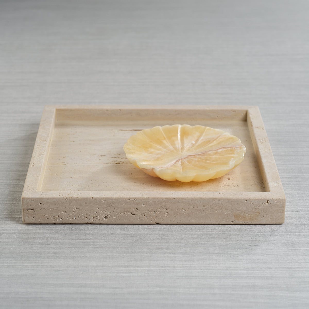 Zodax Scotia Travertine Marble Vanity Tray, 11" x 11"