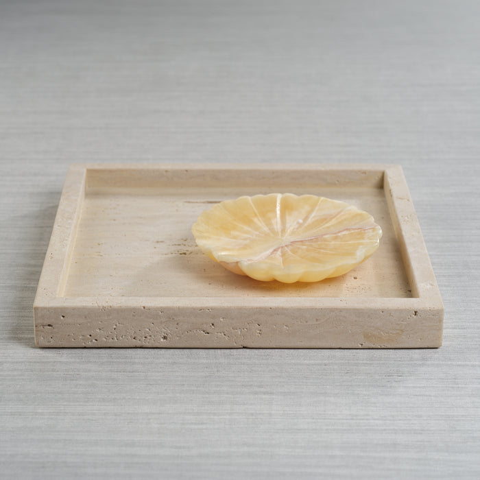 Zodax Scotia Travertine Marble Vanity Tray, 11" x 11"