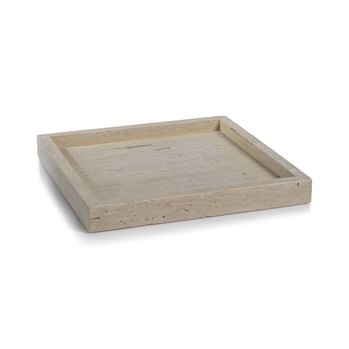Zodax Scotia Travertine Marble Vanity Tray, 11" x 11"