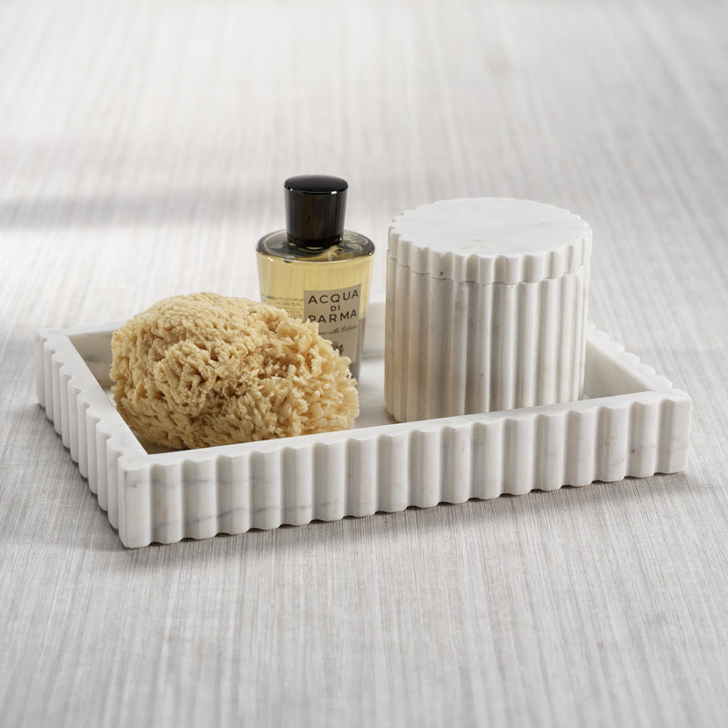 Zodax Calabria Scalloped Vanity Marble Tray, Small