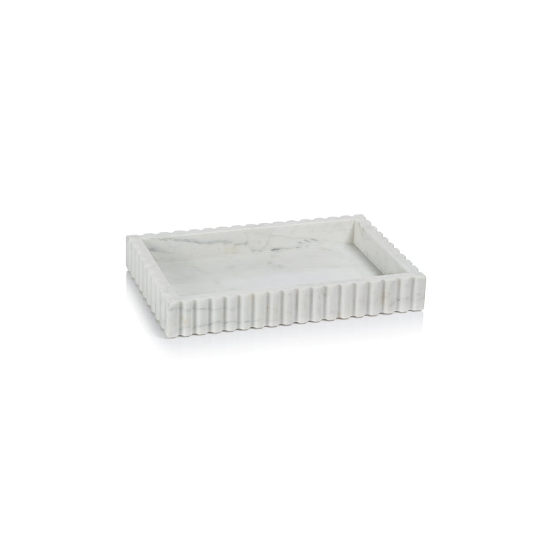 Zodax Calabria Scalloped Vanity Marble Tray, Small