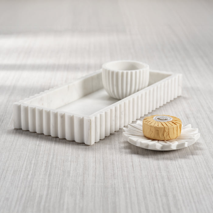 Zodax Calabria Scalloped Vanity Marble Tray, Medium