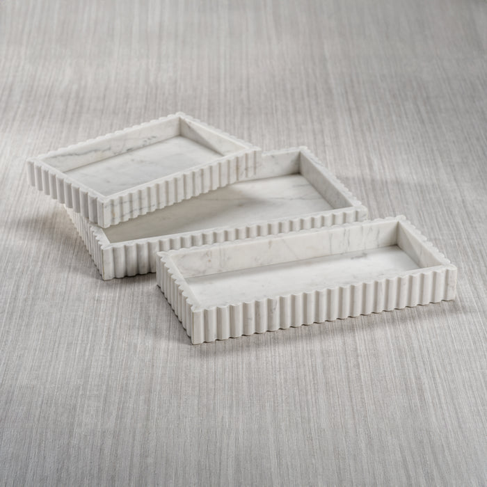 Zodax Calabria Scalloped Vanity Marble Tray, Large