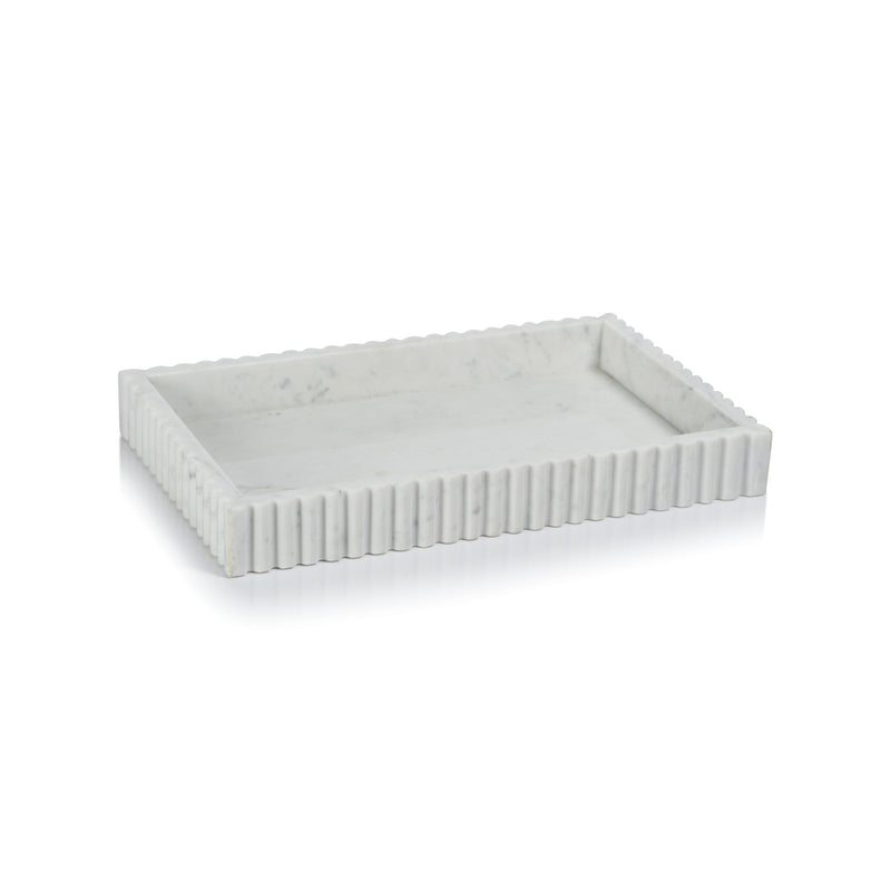 Zodax Calabria Scalloped Vanity Marble Tray, Large