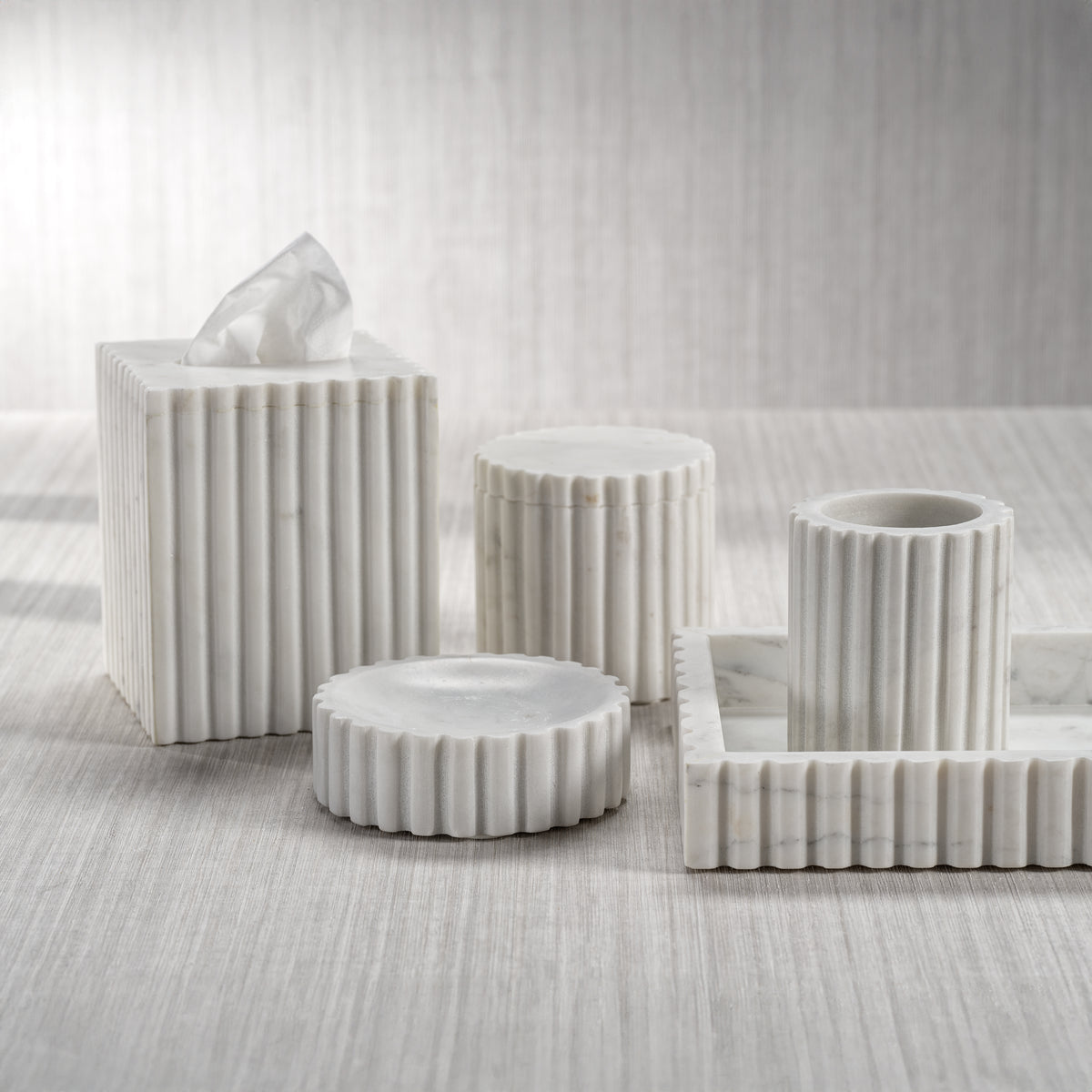 Zodax Calabria  Fluted Marble Lidded Canister