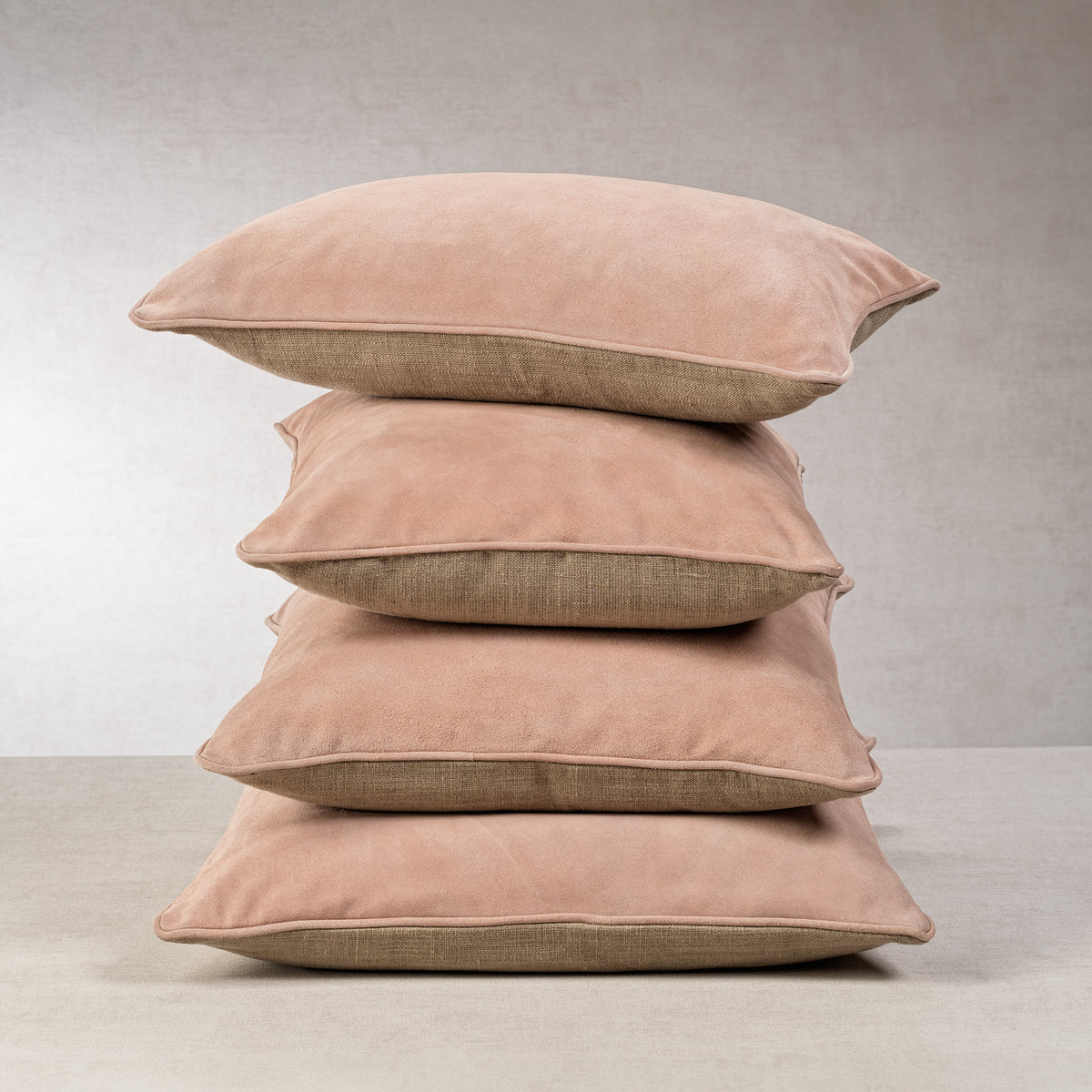Zodax Carpi Leather & Lux Linen Blend Accent Pillow, 16" x 16", Amalfi Blush