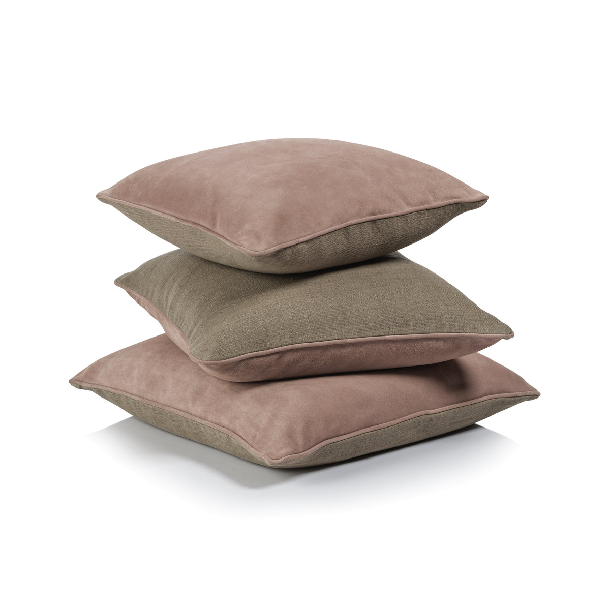Zodax Carpi Leather & Lux Linen Blend Accent Pillow, 16" x 16", Amalfi Blush