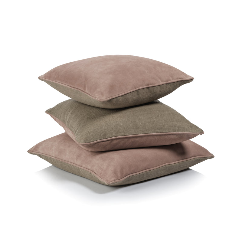 Zodax Carpi Leather & Lux Linen Blend Accent Pillow, 16" x 16", Amalfi Blush