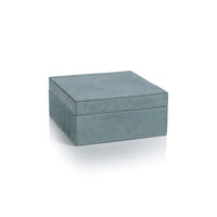 Zodax Carpi Suede Lux Decorative Box, 8" x 8" x 4", Cote D'Azur Blue