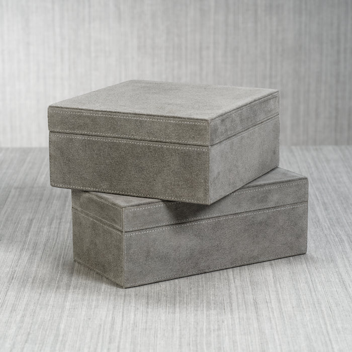 Zodax Carpi Suede Lux Decorative Box, 8" x 8" x 4", Shoreline Gray
