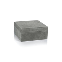 Zodax Carpi Suede Lux Decorative Box, 8" x 8" x 4", Shoreline Gray