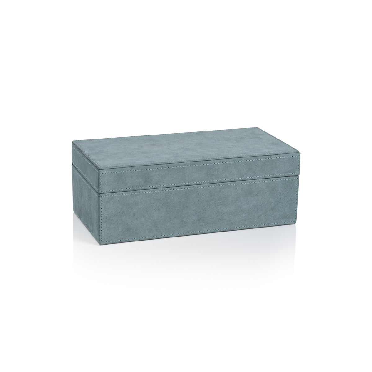 Zodax Carpi Suede Lux Decorative Box, 10" x 5" x 4", Cote D'Azur Blue